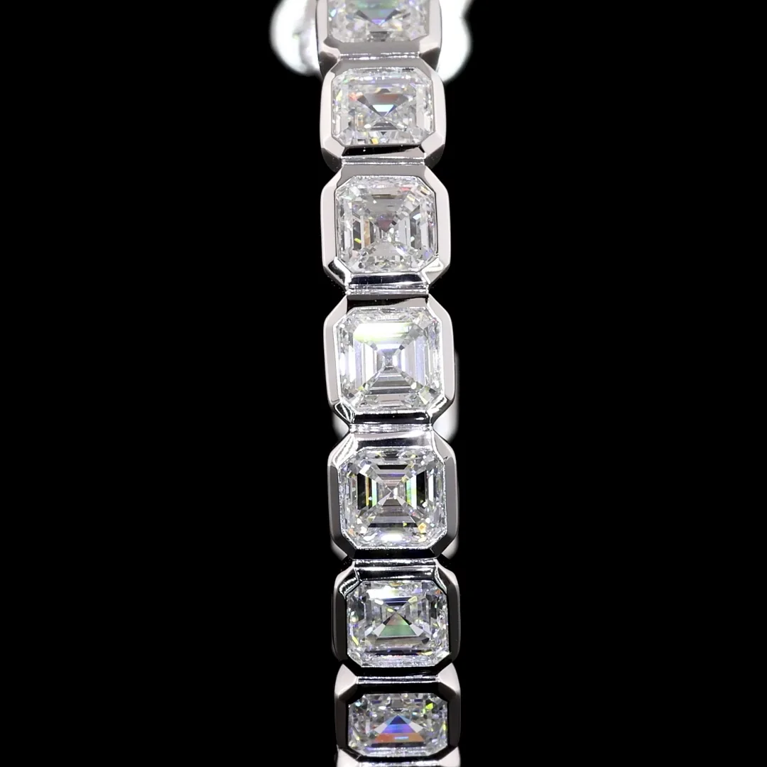 5.19 Cts 14k White Gold Asscher Shape C Hoops Earring - Image 3