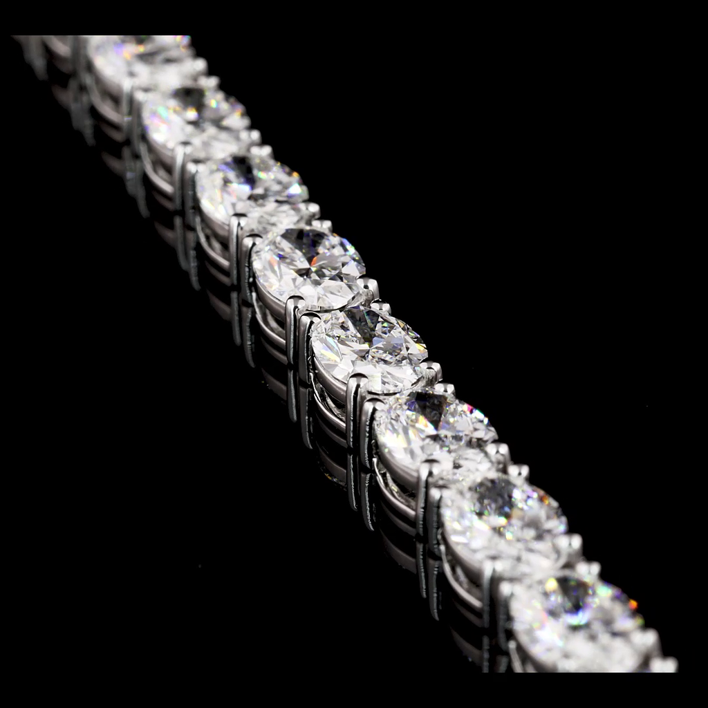 11.04 Cts 14k White Gold Oval Shape Tennis Bracelet - Image 2