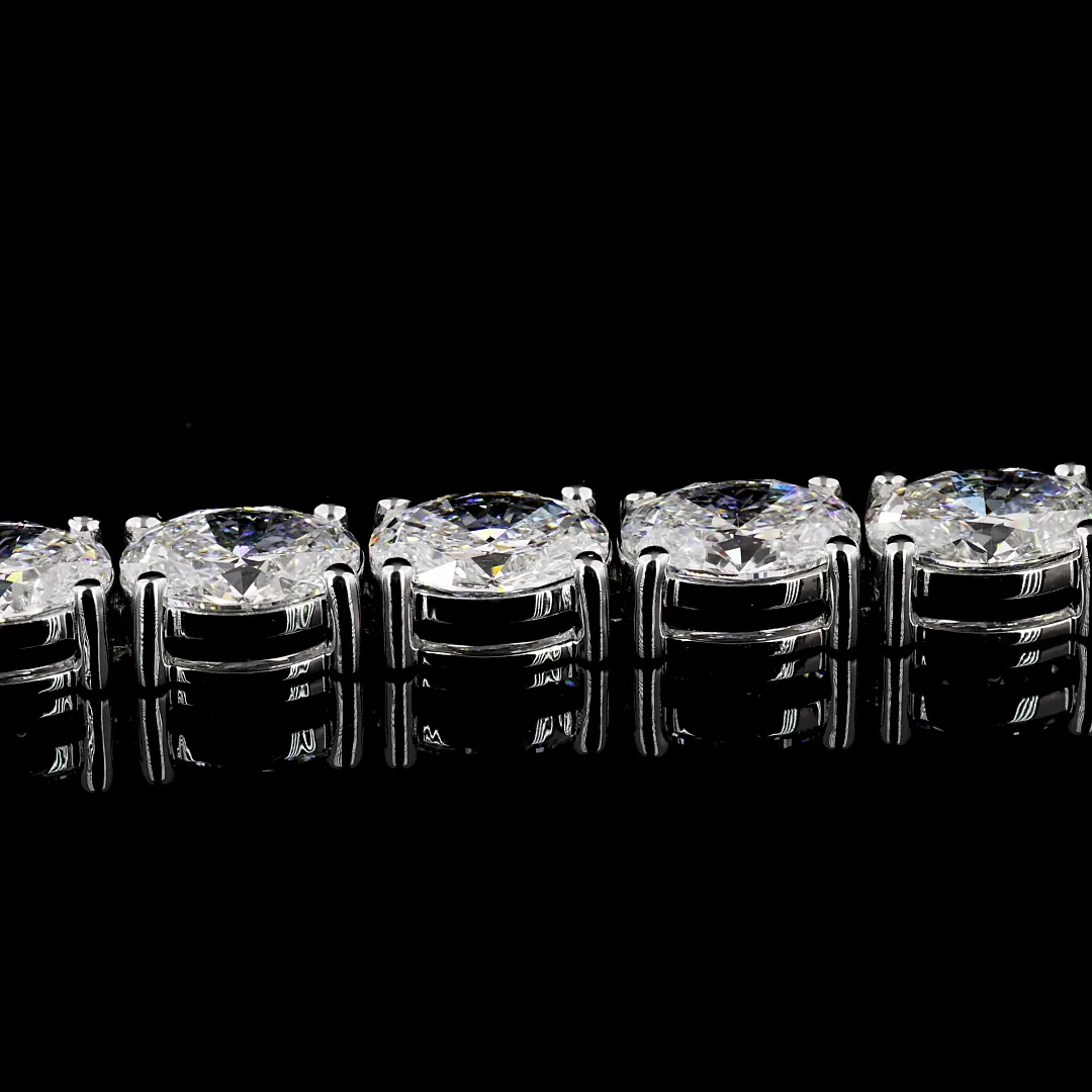 11.04 Cts 14k White Gold Oval Shape Tennis Bracelet - Image 4