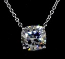 1.01 Cts 14k White Gold Cushion Shape Solitaire Pendant - Image 3