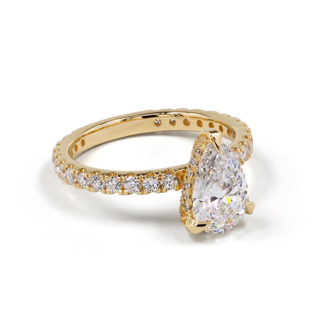 2.77 Cts 14k Yellow Gold Pear Shape Hidden Halo Ring - Image 4