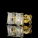 2.07 Cts 14k Yellow Gold Emerald Shape Studs Earring - Image 2