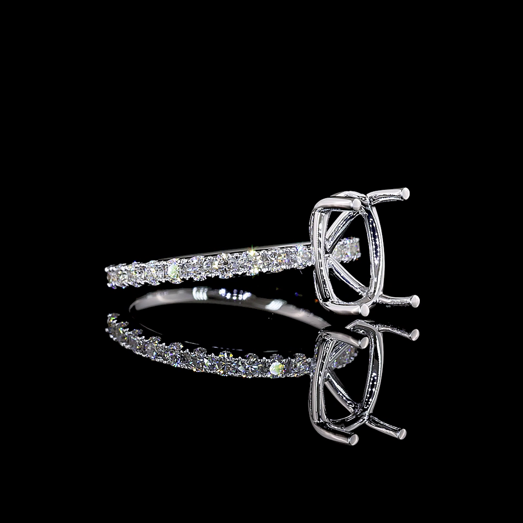 0.42 Cts 14k White Gold Shape Hidden Halo Ring - Image 3