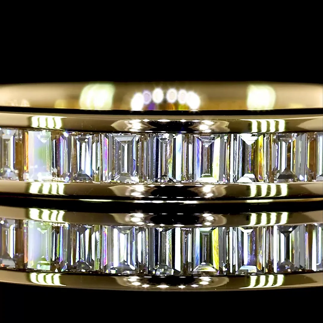 0.51 Cts 18k Yellow Gold Baguette Shape Half Eternity Eternity Band - Image 3