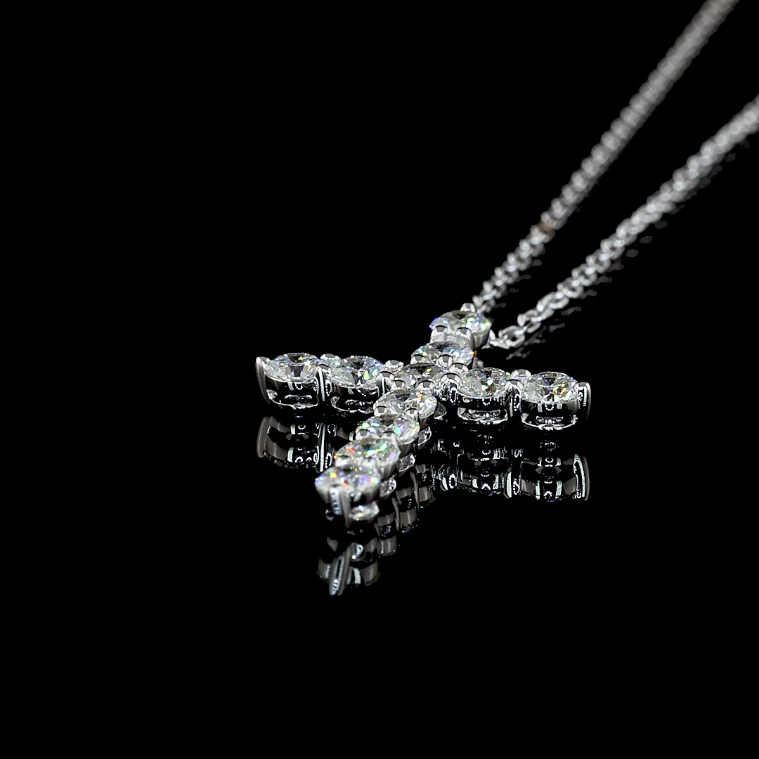 0.66 Cts 14k White Gold Round Shape Symbol Pendant - Image 2