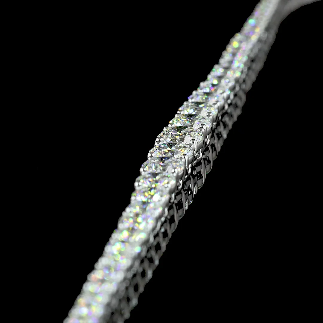 7.15 Cts 14k White Gold Round Shape Riviera Necklace - Image 4