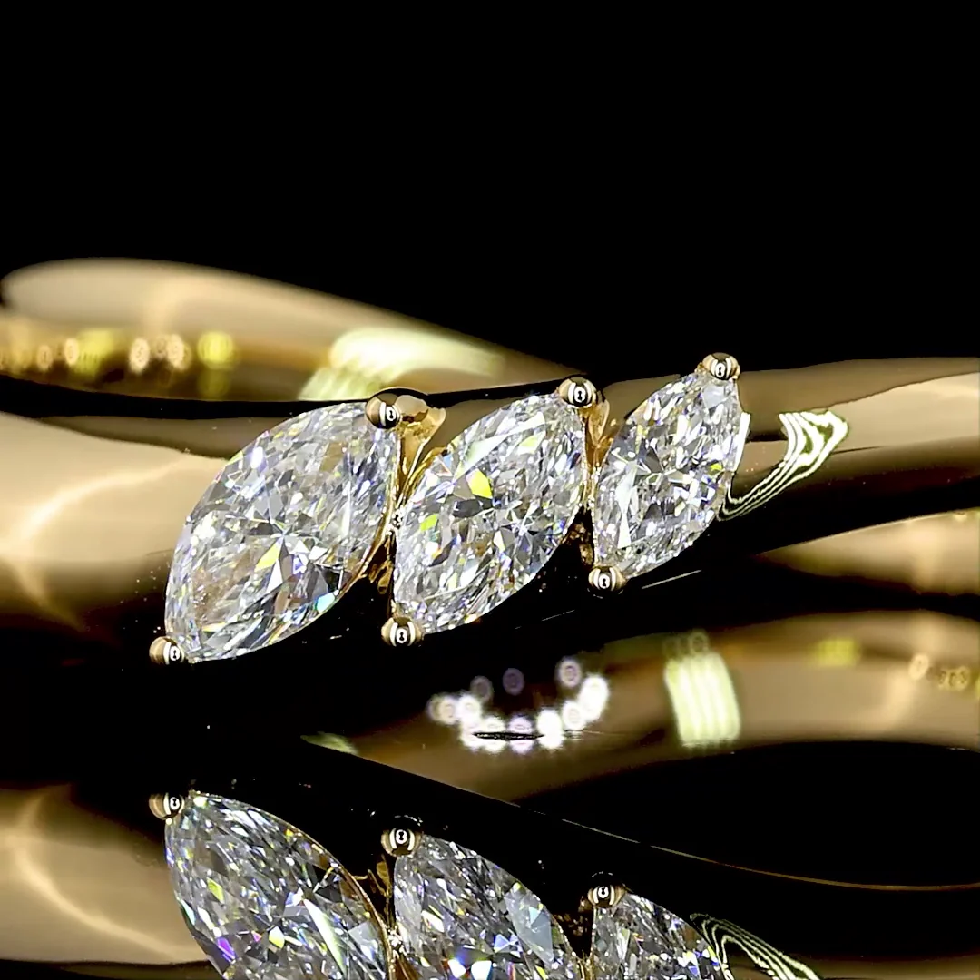 0.18 Cts 18k Yellow Gold Marquise Shape Special Eternity Band - Image 3