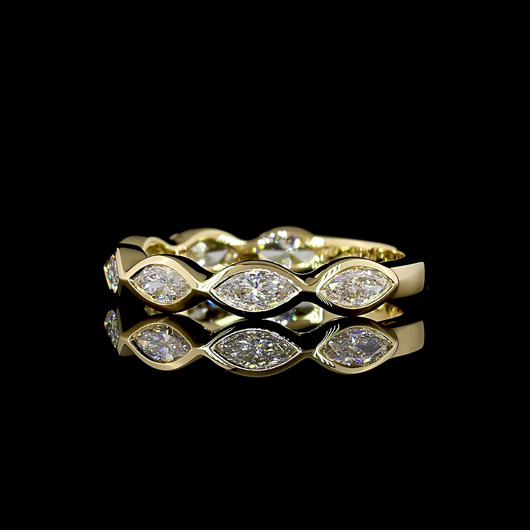 0.71 Cts 14k Yellow Gold Marquise Shape 3/4 Band Eternity Band - Image 2
