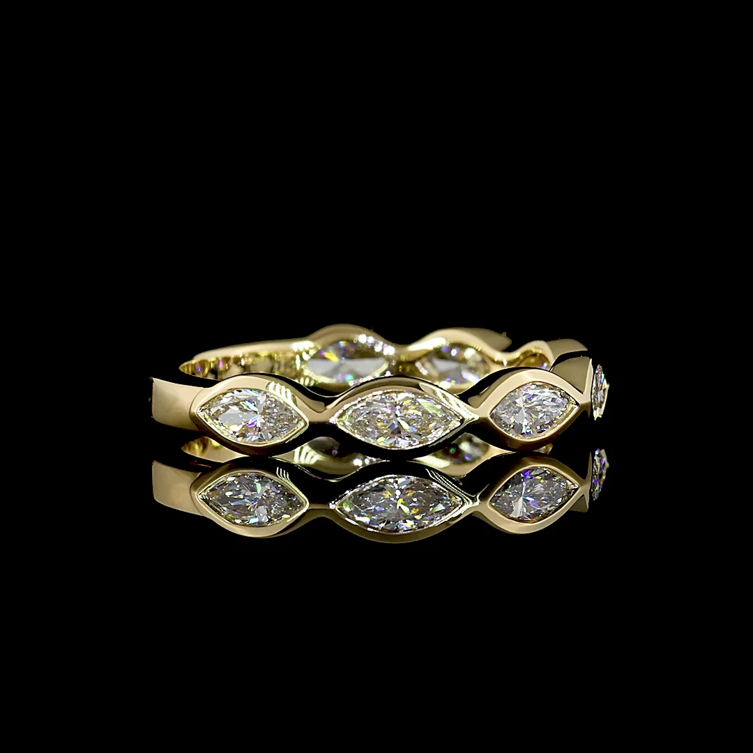0.71 Cts 14k Yellow Gold Marquise Shape 3/4 Band Eternity Band - Image 3