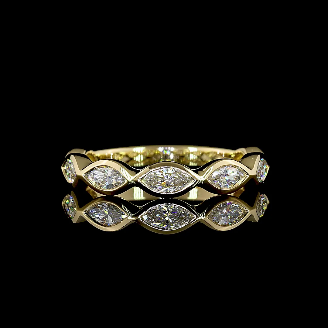 0.71 Cts 14k Yellow Gold Marquise Shape 3/4 Band Eternity Band - Video