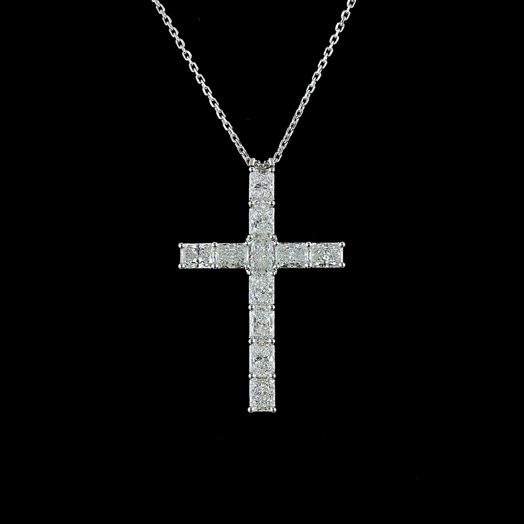 2.35 Cts 14k White Gold Radiant Shape Symbol Pendant - Image 3