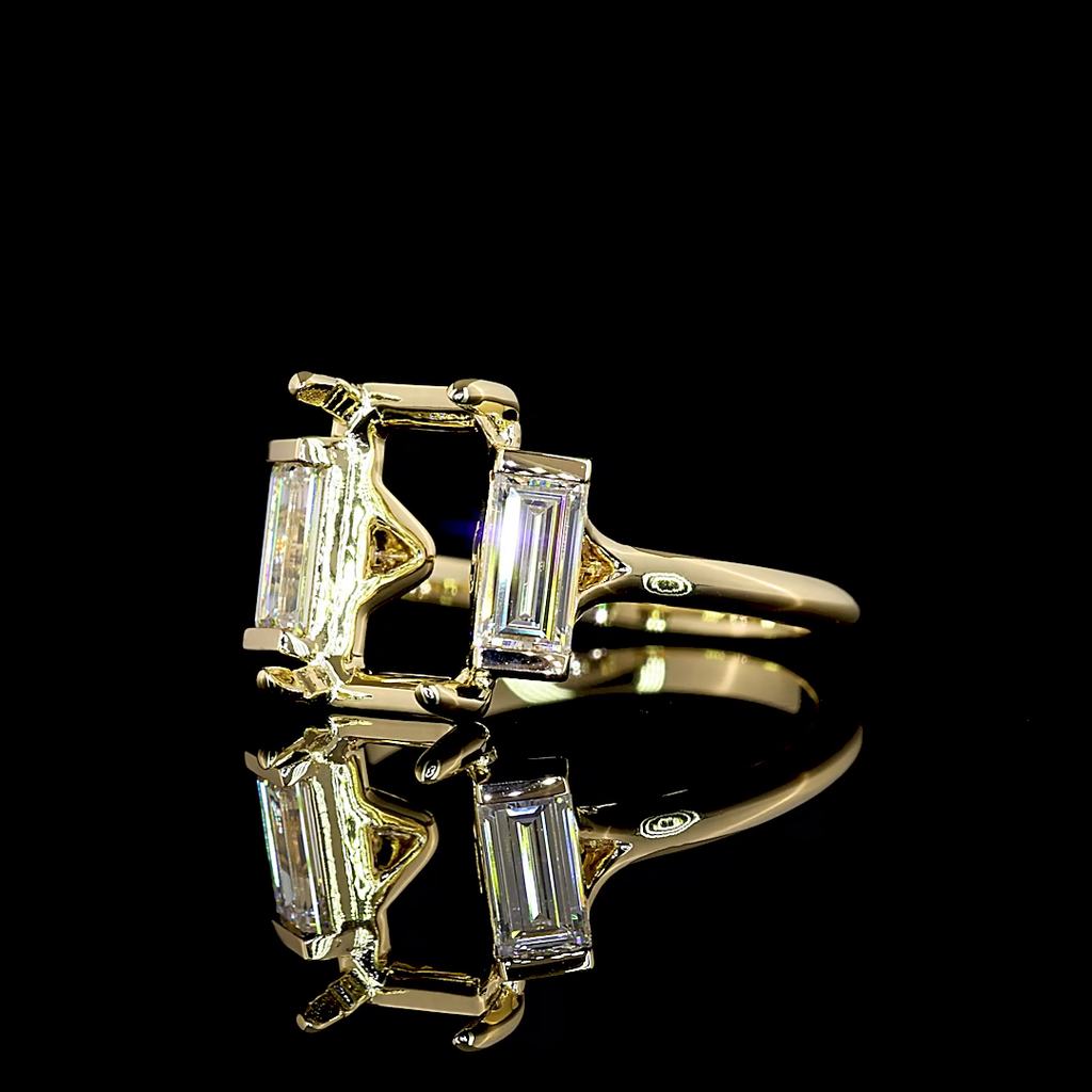 0.69 Cts 14k Yellow Gold Shape 3 Stones Ring - Image 2