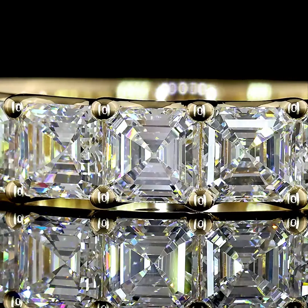 2.2 Cts 14k Yellow Gold Asscher Shape Half Eternity Eternity Band - Image 3