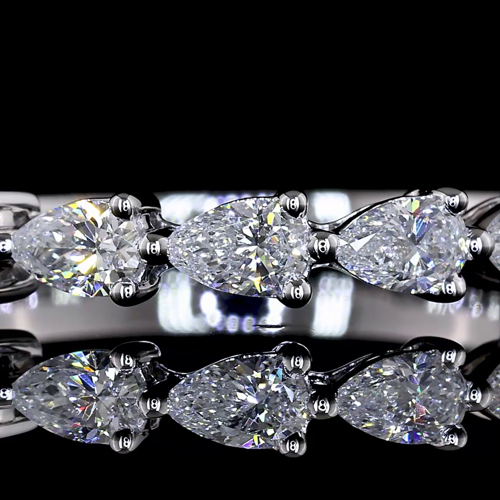 0.83 Cts 14k White Gold Pear Shape Half Eternity Eternity Band - Image 3