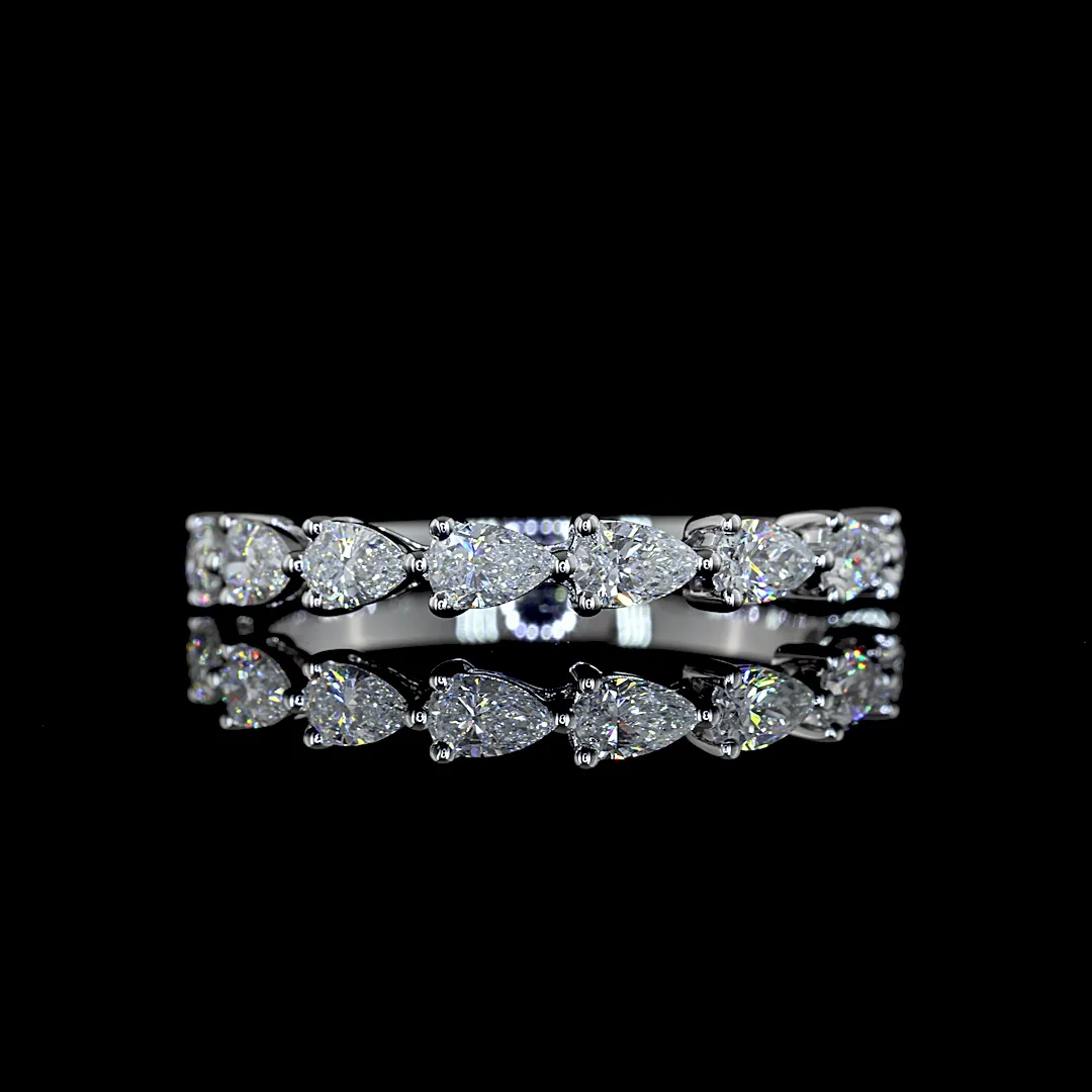 0.83 Cts 14k White Gold Pear Shape Half Eternity Eternity Band - Video