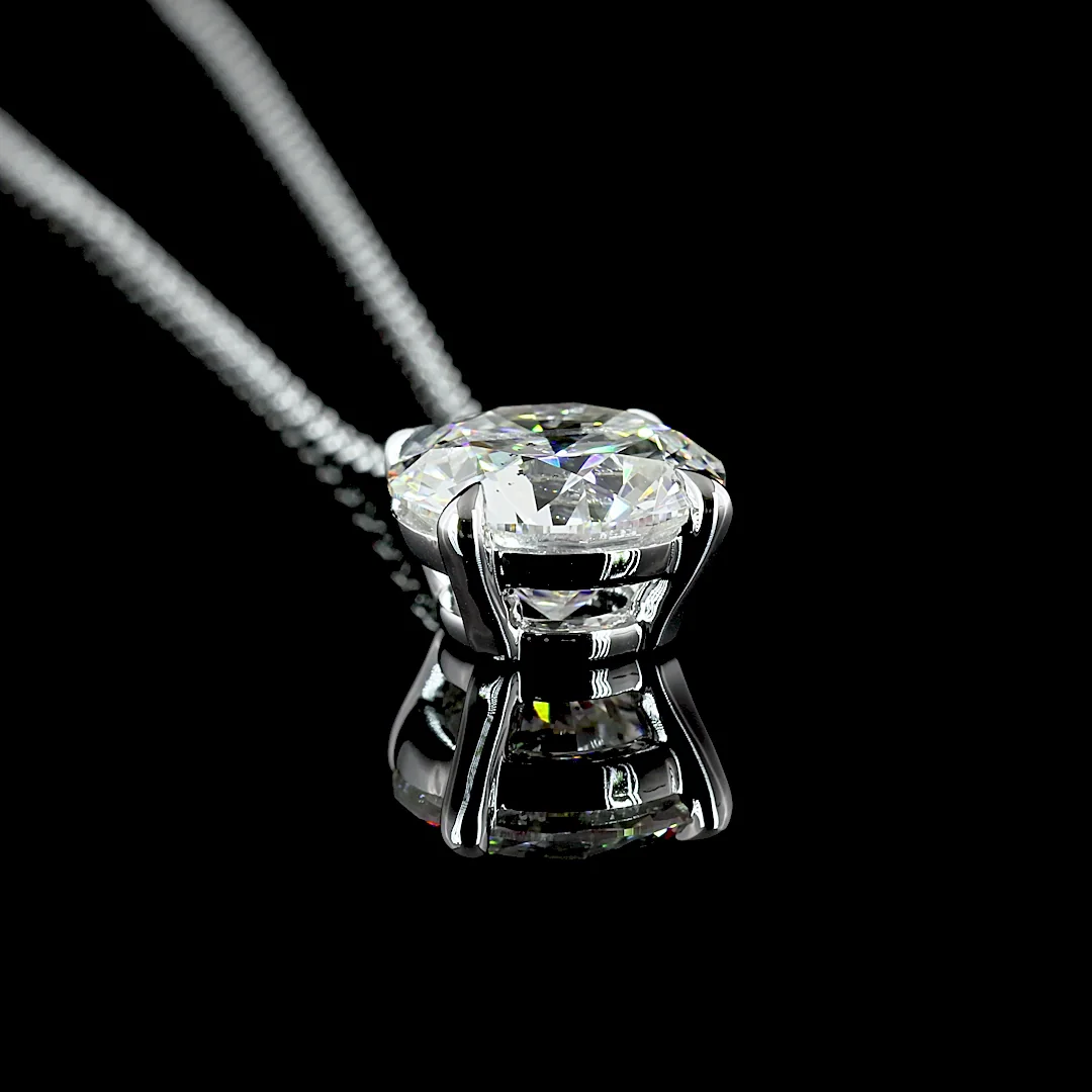 2.67 Cts 14k White Gold Round Shape Solitaire Pendant - Image 2