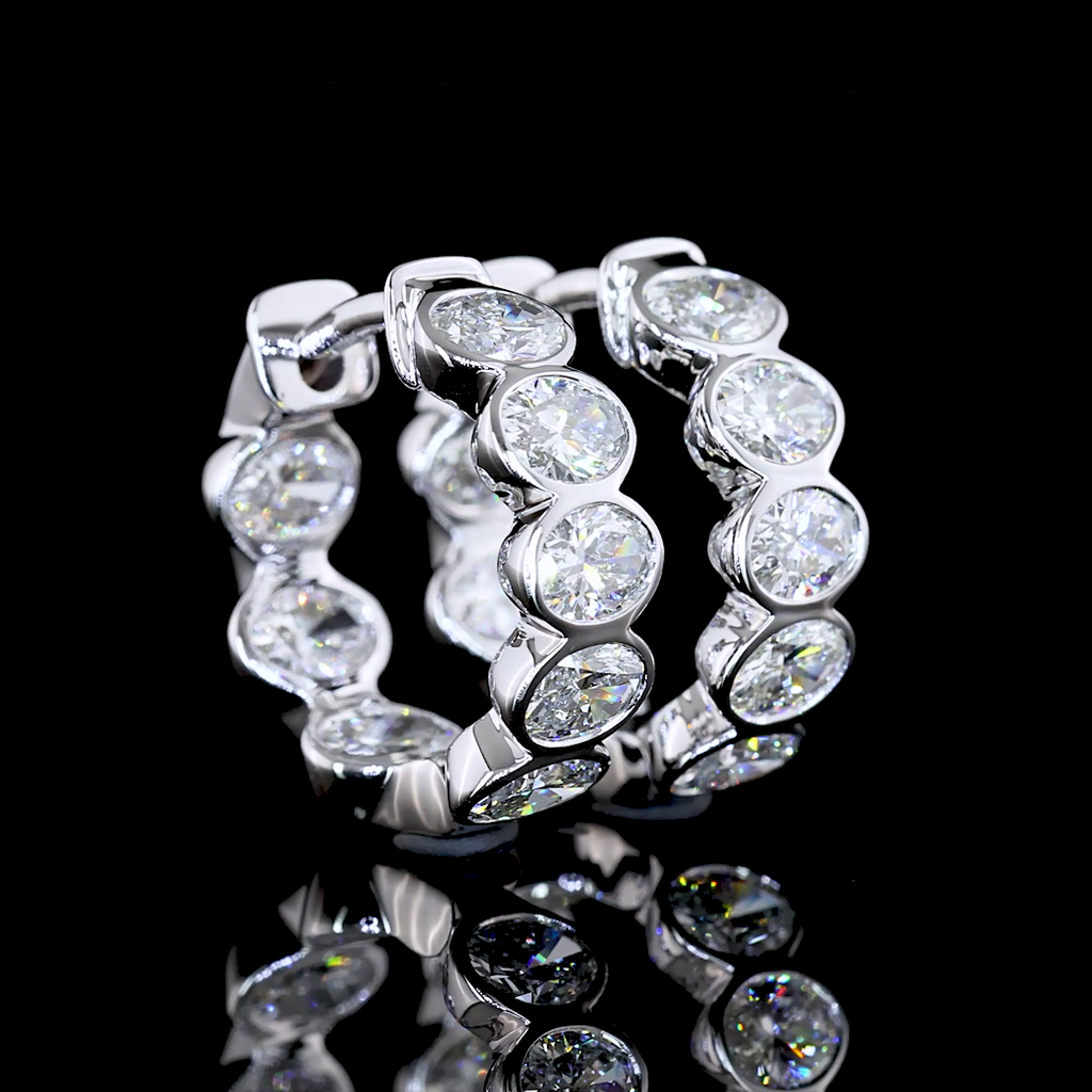1.93 Cts 14k White Gold Oval Shape Huggies Earring - Video
