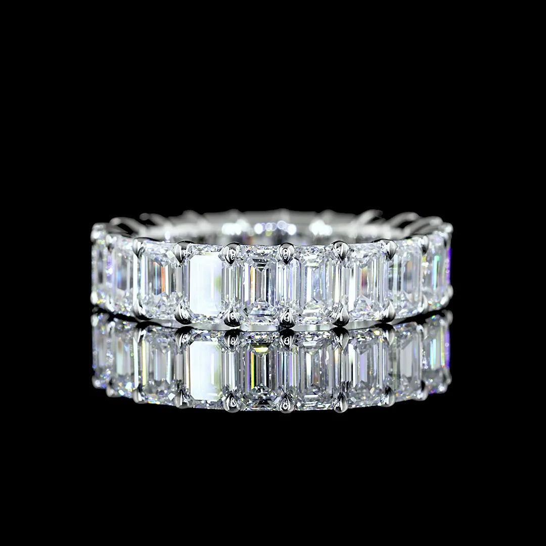 4.73 Cts Platinum Emerald Shape Eternity Band Eternity Band - Video