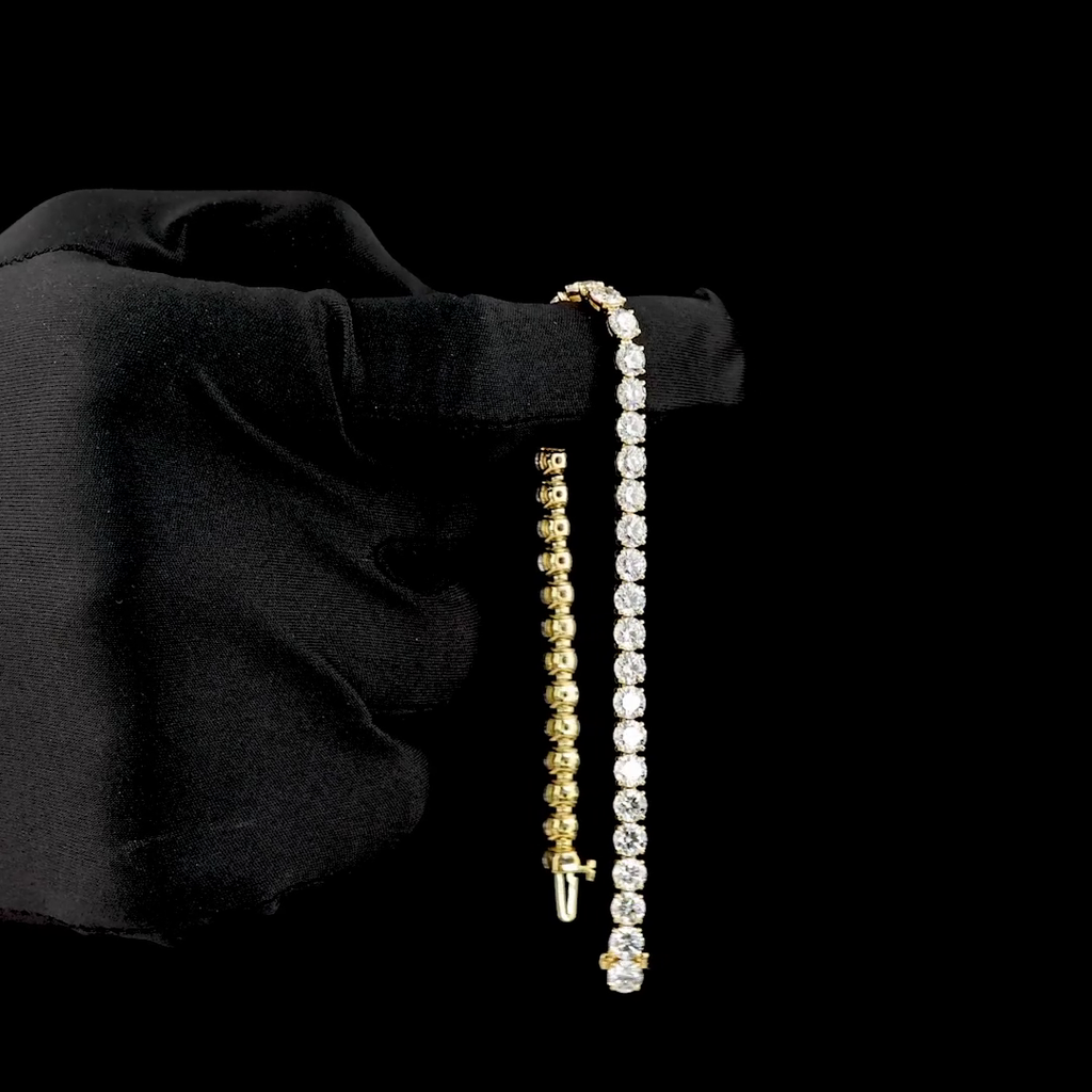 12.77 Cts 14k Yellow Gold Round Shape Tennis Bracelet - Image 3
