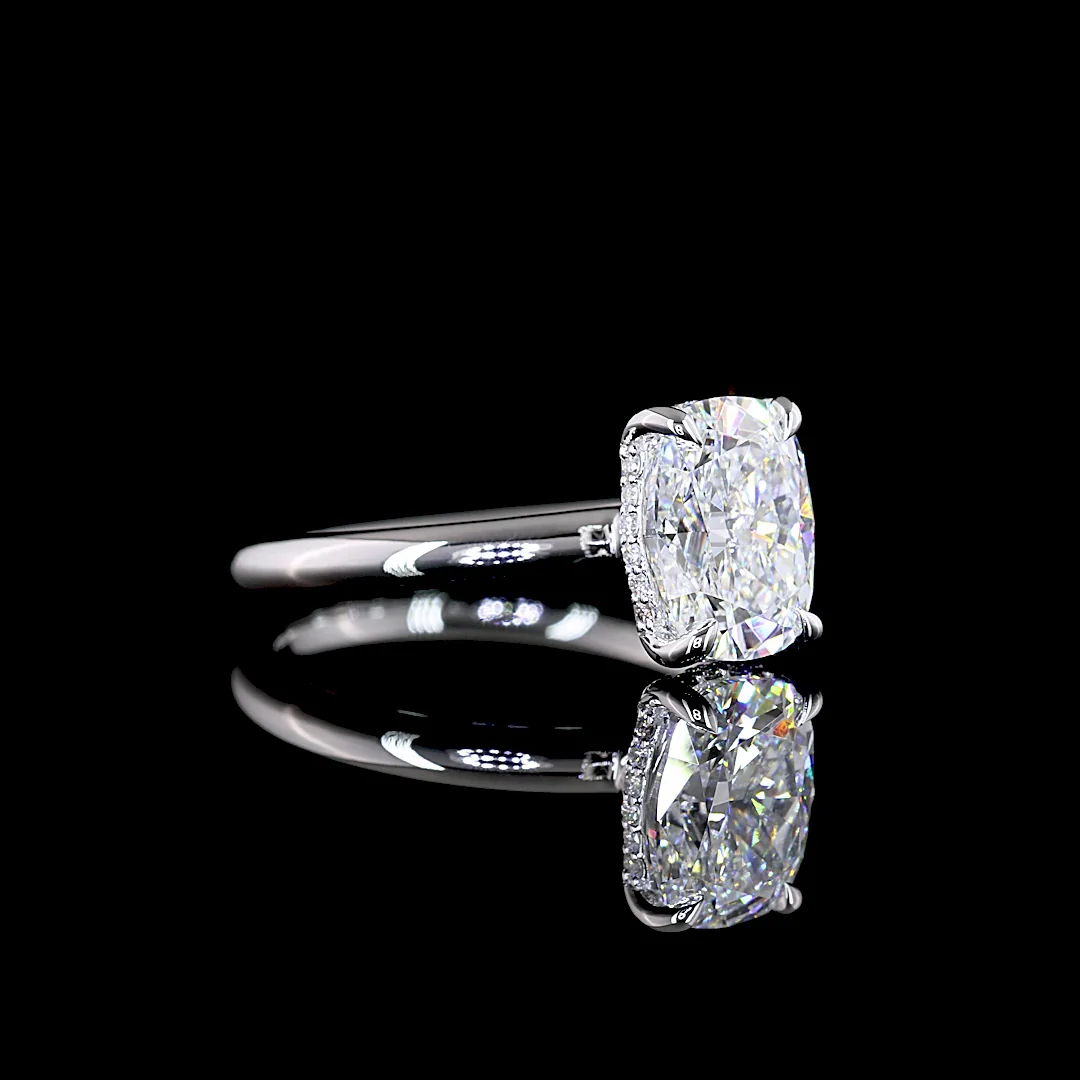 2.16 Cts 14k White Gold Cushion Brilliant Shape Hidden Halo Ring - Video