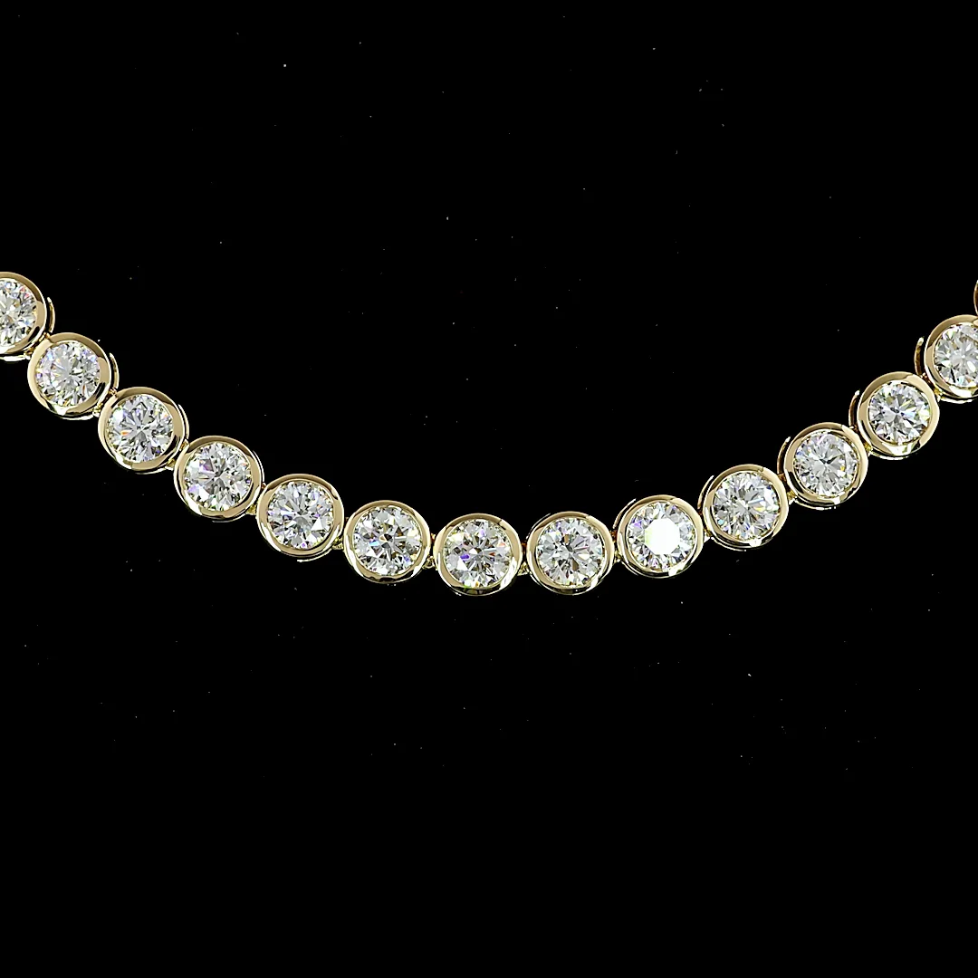 9.58 Cts 14k Yellow Gold Round Shape Tennis Necklace - Image 3