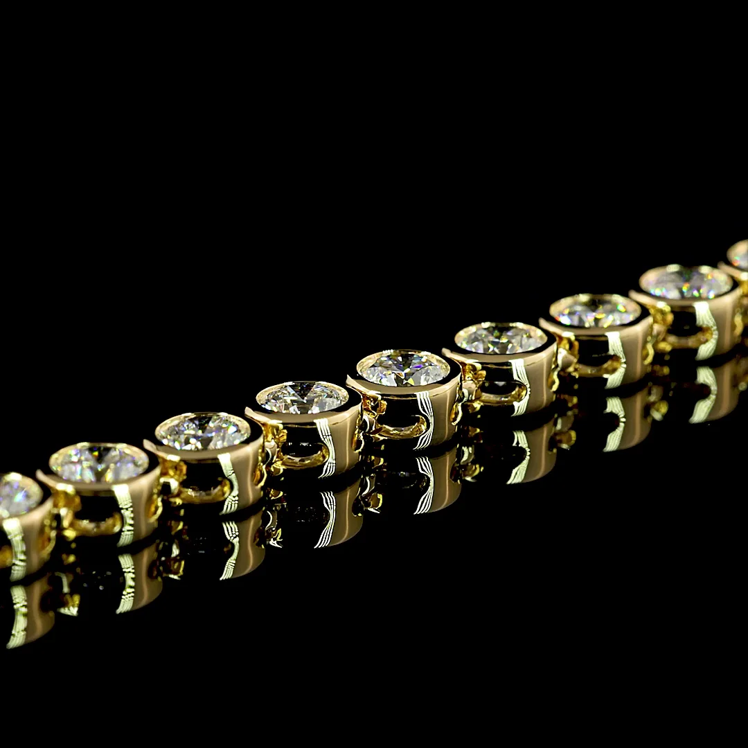 9.58 Cts 14k Yellow Gold Round Shape Tennis Necklace - Image 4