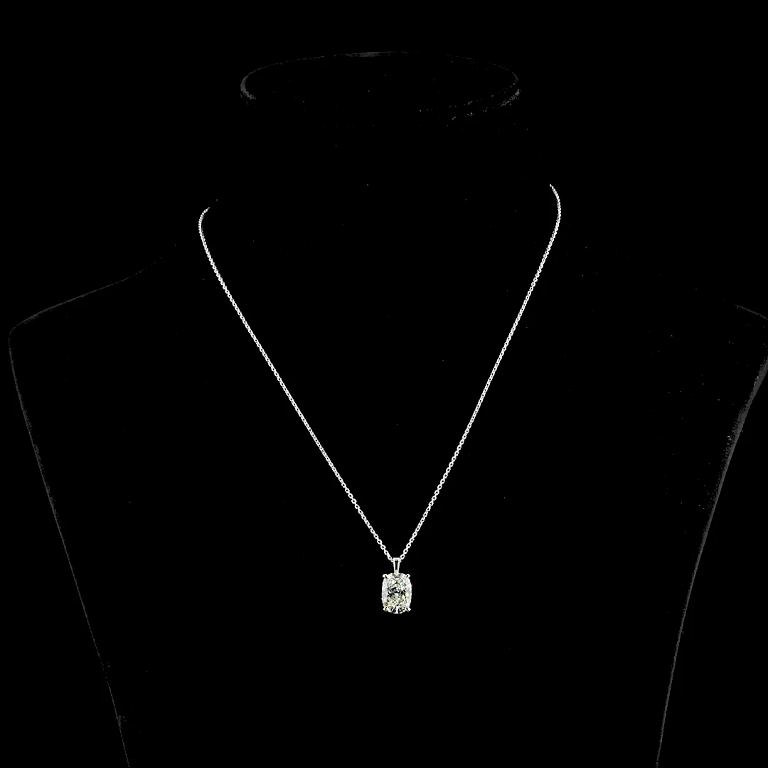 3 Cts 14k White Gold Cushion Brilliant Shape Solitaire Pendant - Video