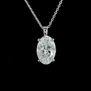 3.15 Cts 14k White Gold Oval Shape Solitaire Pendant - Image 3
