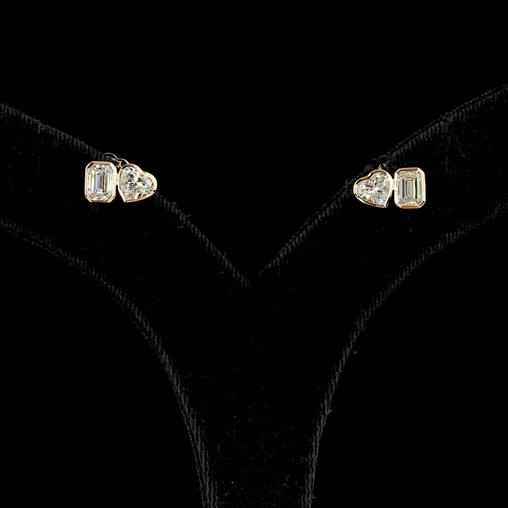 1.84 Cts 14k Rose Gold Mix Shape Studs Earring - Image 3