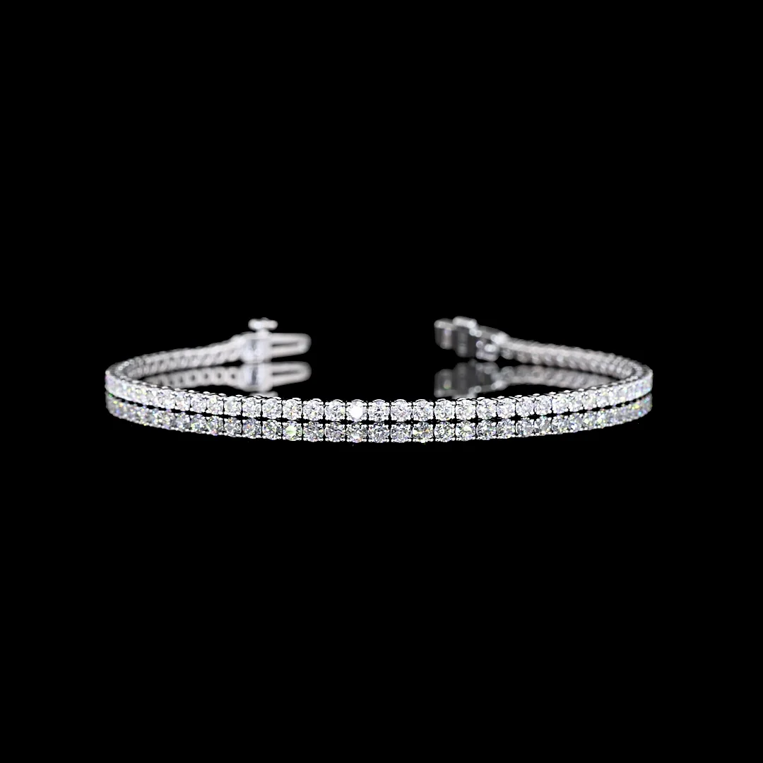 3.64 Cts 14k White Gold Round Shape Tennis Bracelet - Video