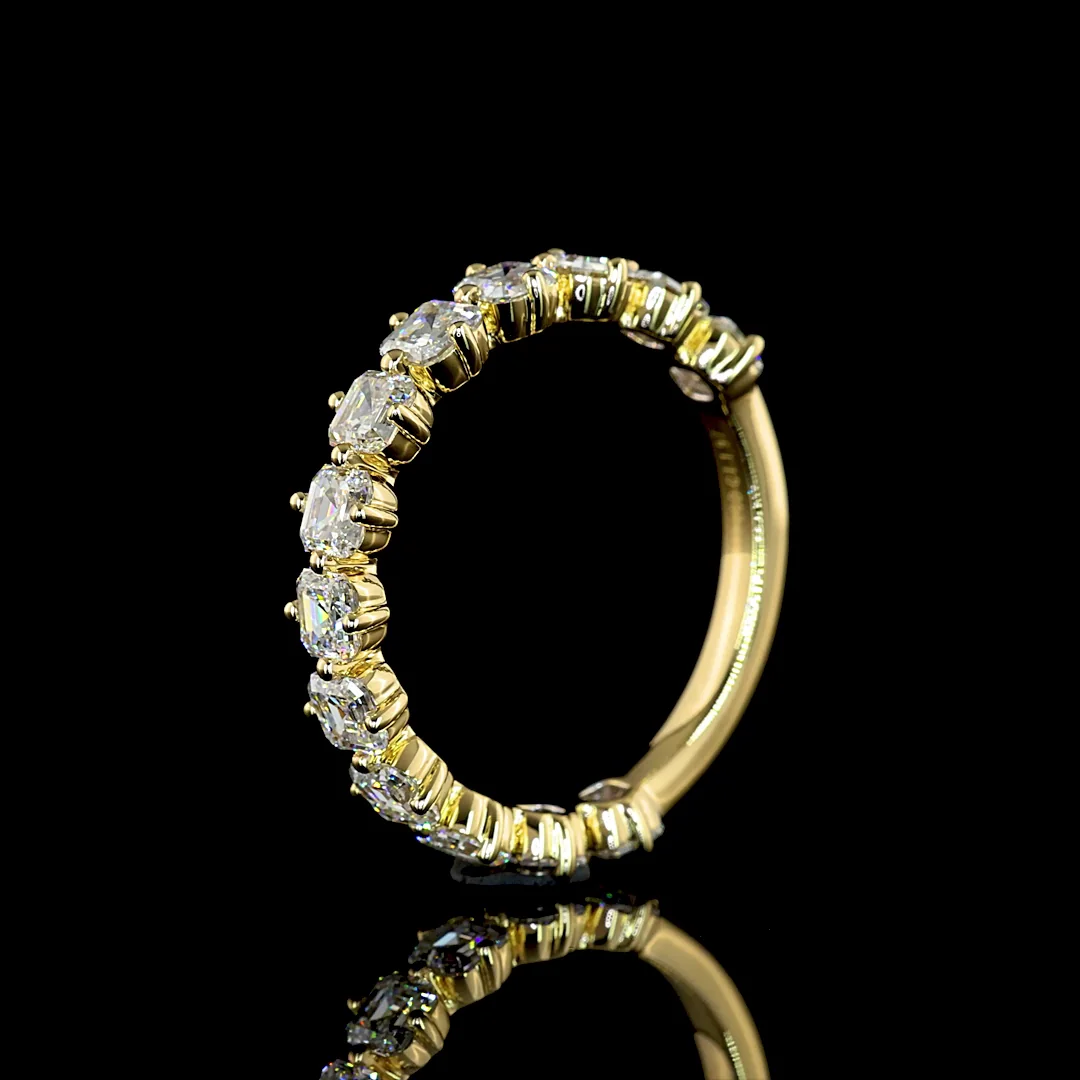 1.97 Cts 14k Yellow Gold Asscher Shape 3/4 Band Eternity Band - Image 4