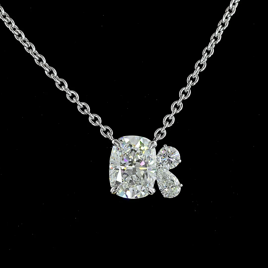 2.18 Cts 14k White Gold Mix Shape Pendant Pendant - Image 3