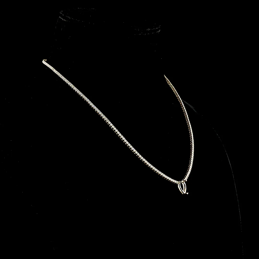 5.87 Cts 14k Yellow Gold Pear Shape Station Line Tennis Necklace - Image 3