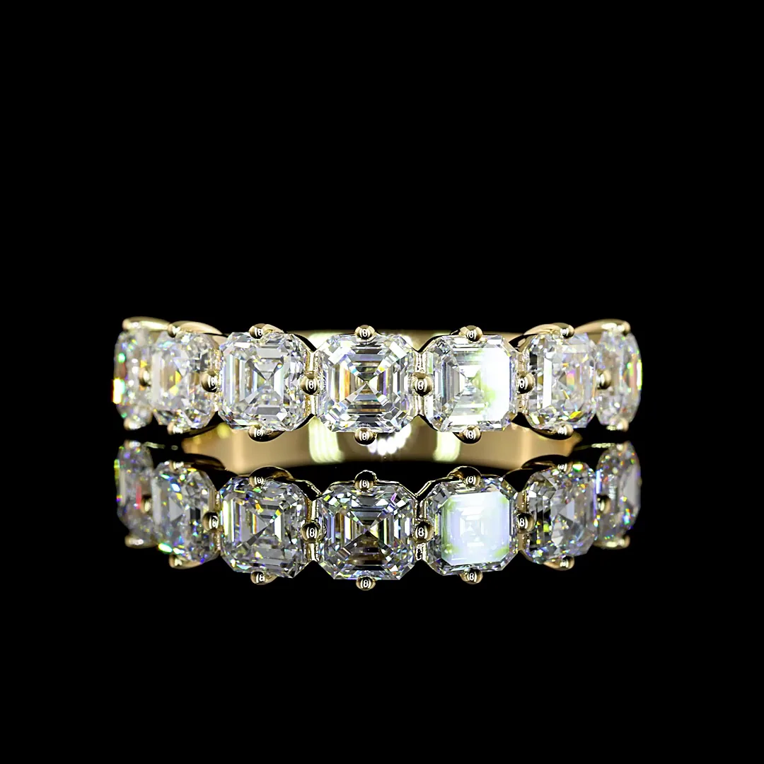 2.19 Cts 14k Yellow Gold Asscher Shape 7 Stones Eternity Band - Video