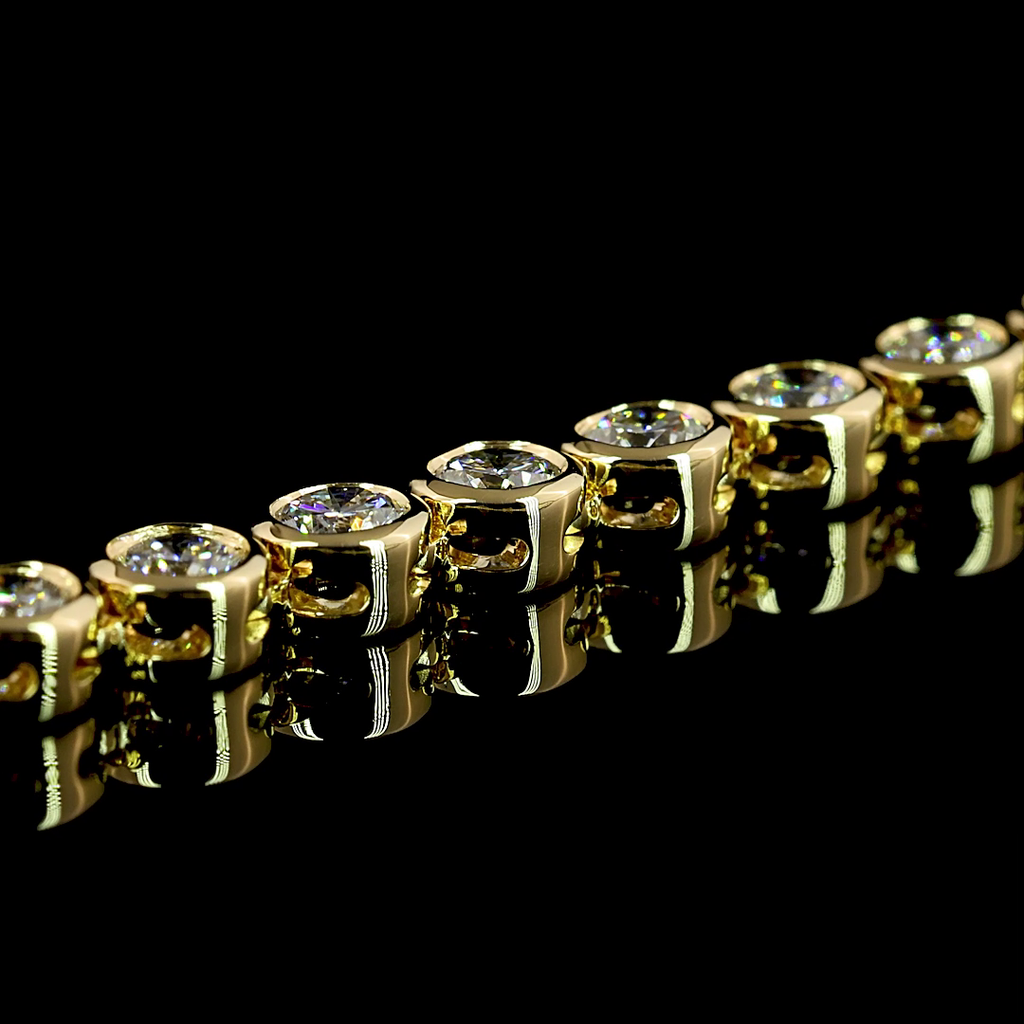 6.63 Cts 14k Yellow Gold Round Shape Tennis Necklace - Image 4