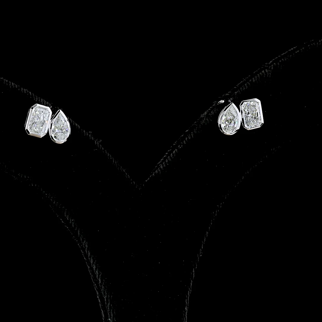 1.7 Cts 14k White Gold Mix Shape Studs Earring - Video