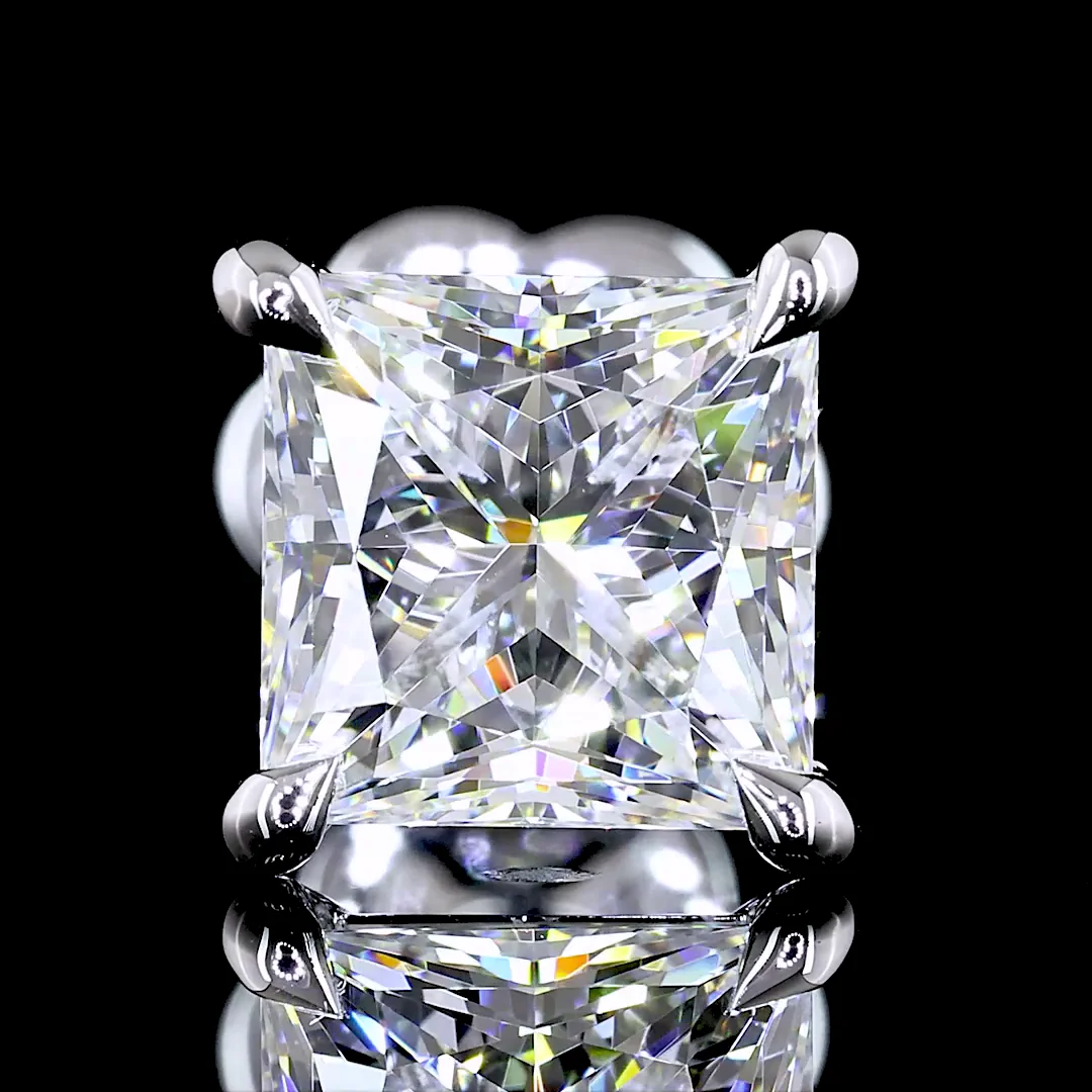 0 Cts 14k White Gold Princess Shape Studs Earring - Image 2