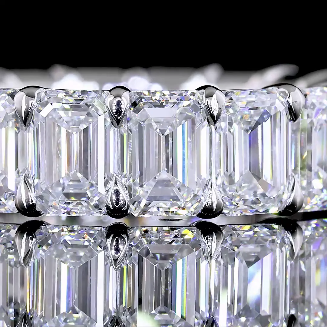 6.89 Cts Platinum Emerald Shape Eternity Band Eternity Band - Image 3