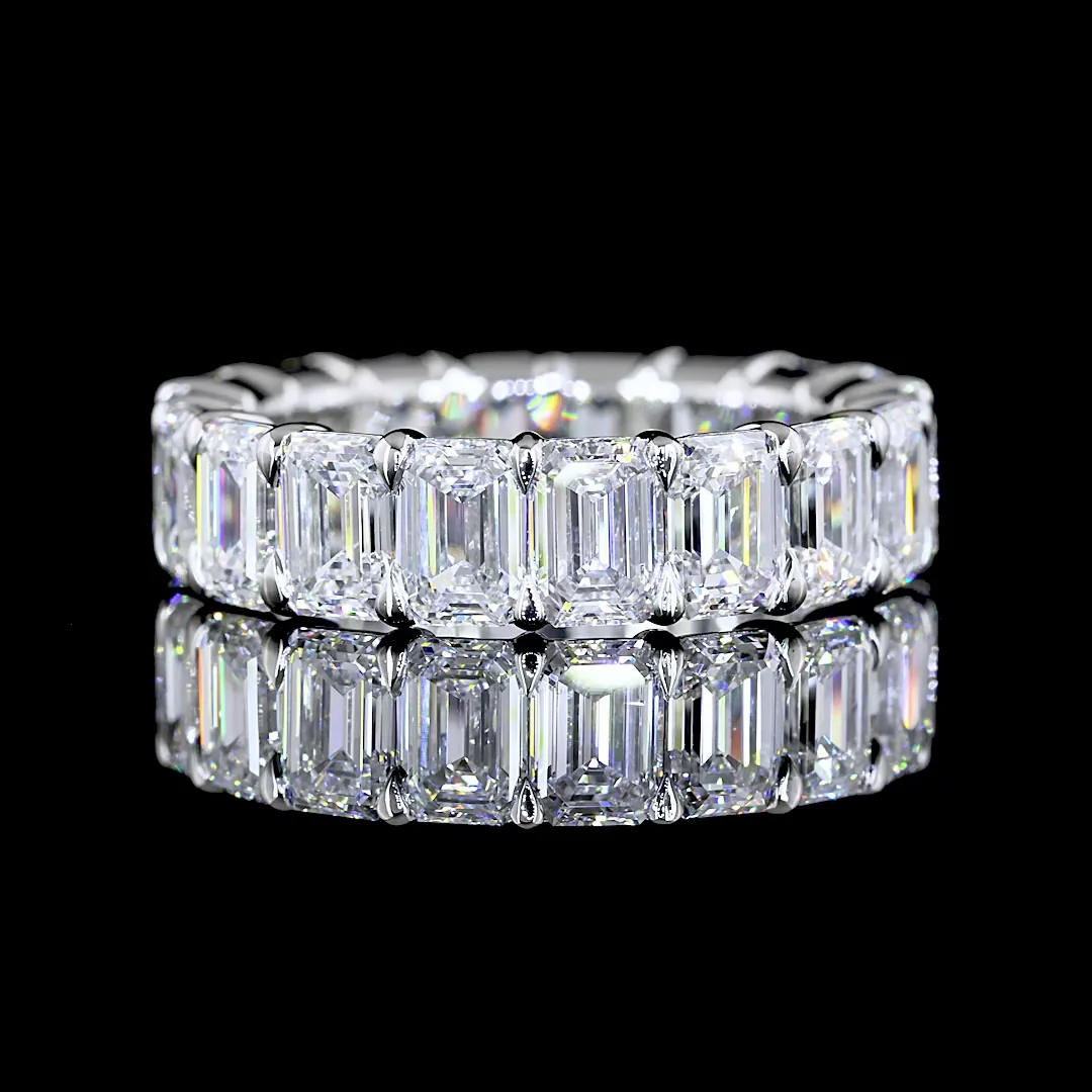 6.89 Cts Platinum Emerald Shape Eternity Band Eternity Band - Video
