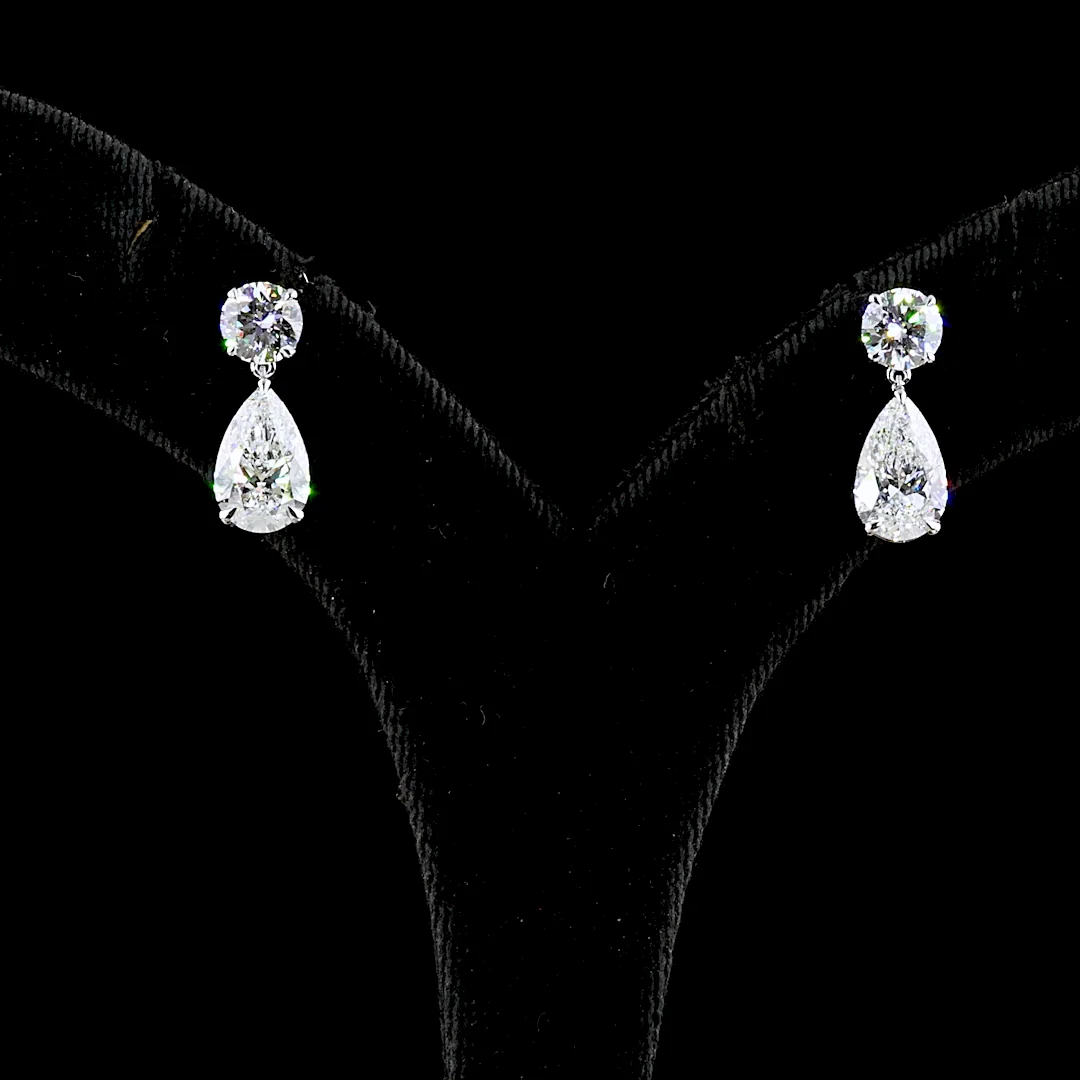 5.01 Cts 14k White Gold Round Shape Hanging Earring - Video