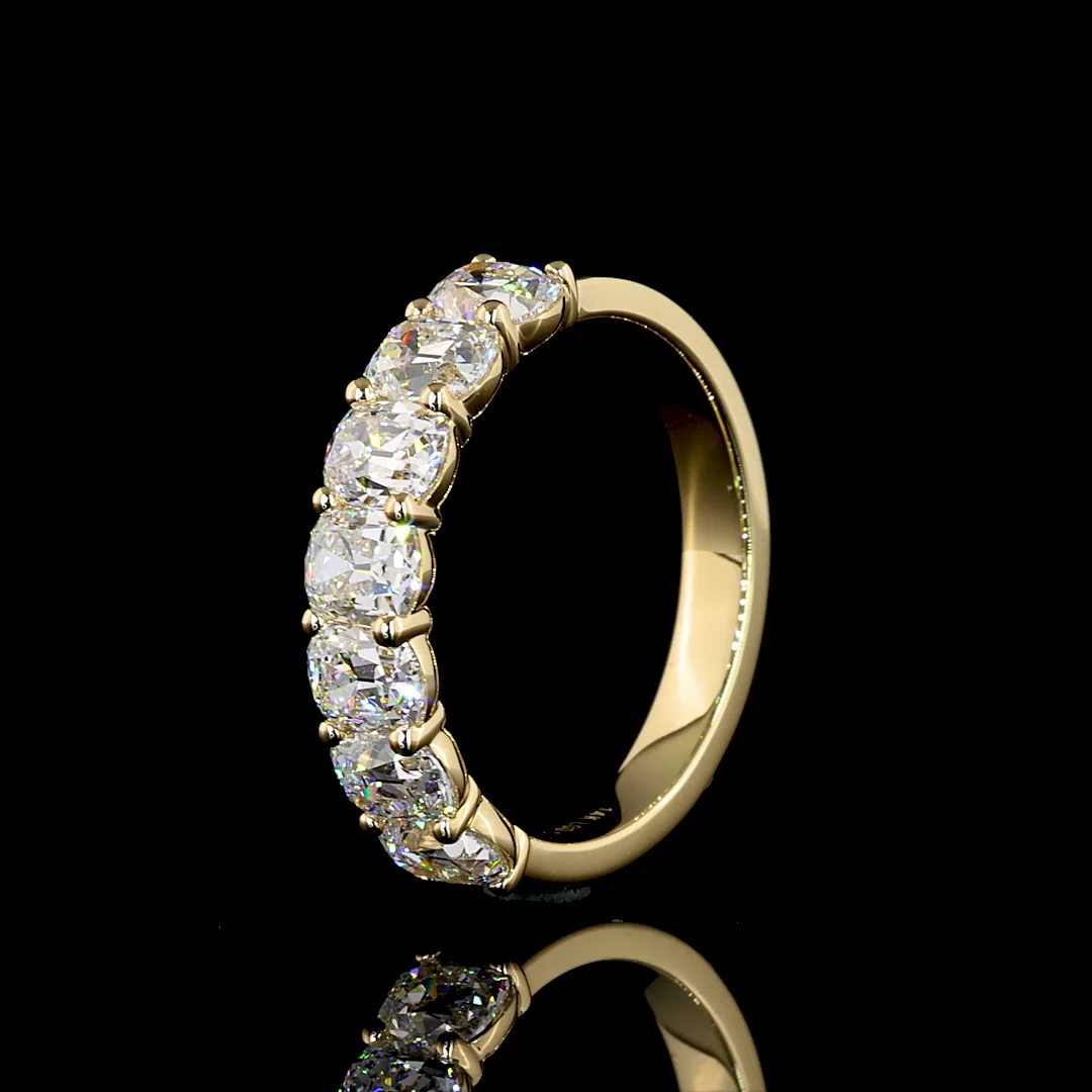 2.16 Cts 14k Yellow Gold Antique Cushion Shape 7 Stones Eternity Band - Image 4