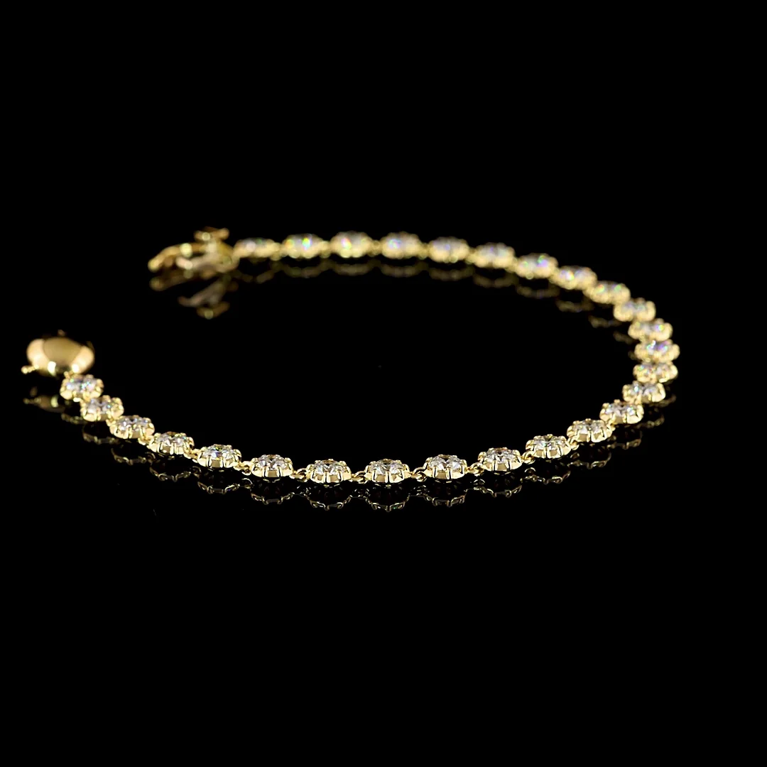 4.09 Cts 14k Yellow Gold Round Shape Tennis Bracelet - Video