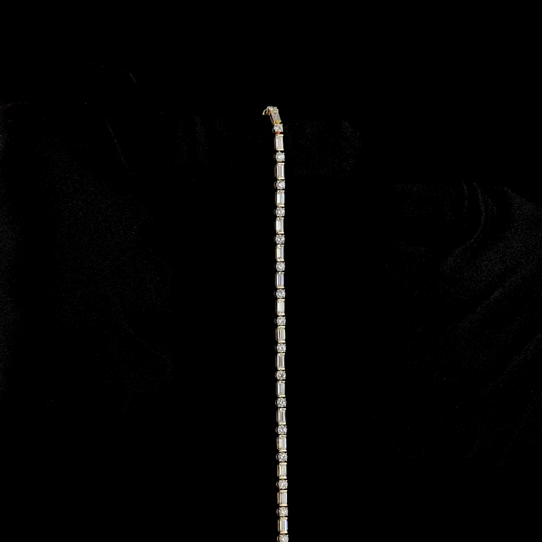 4.03 Cts 14k Yellow Gold Mix Shape Tennis Bracelet - Image 3