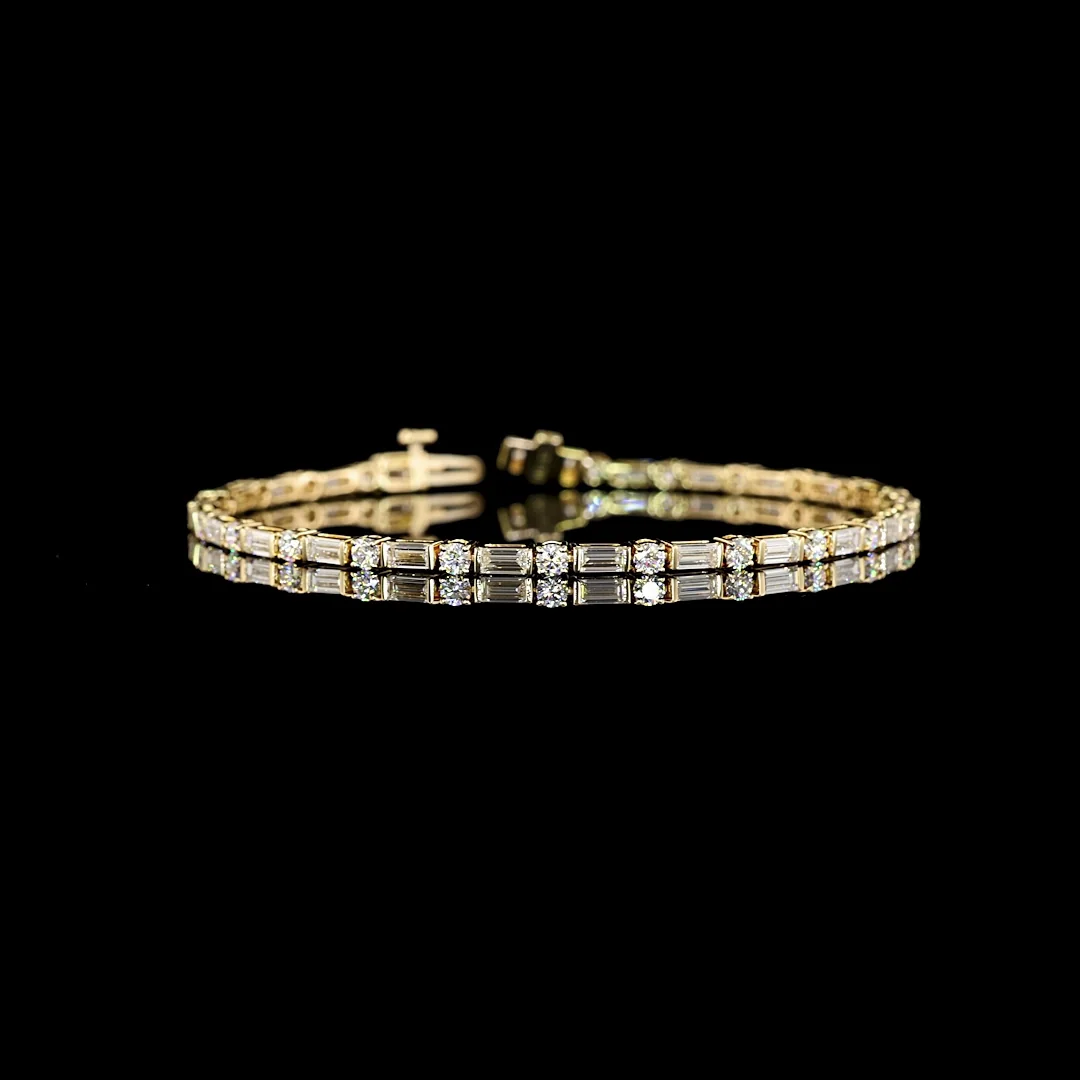 4.03 Cts 14k Yellow Gold Mix Shape Tennis Bracelet - Video