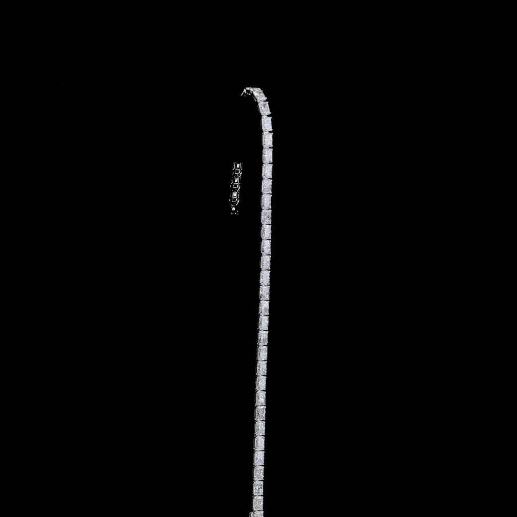 7.52 Cts 14k White Gold Radiant Shape Tennis Bracelet - Image 3