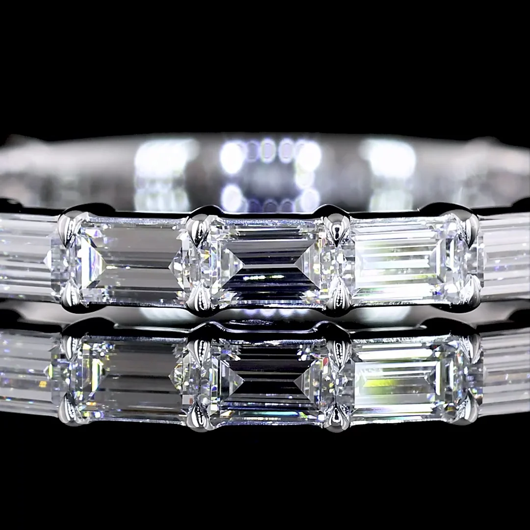 0.93 Cts 18k White Gold Baguette Shape 3/4 Band Eternity Band - Image 3