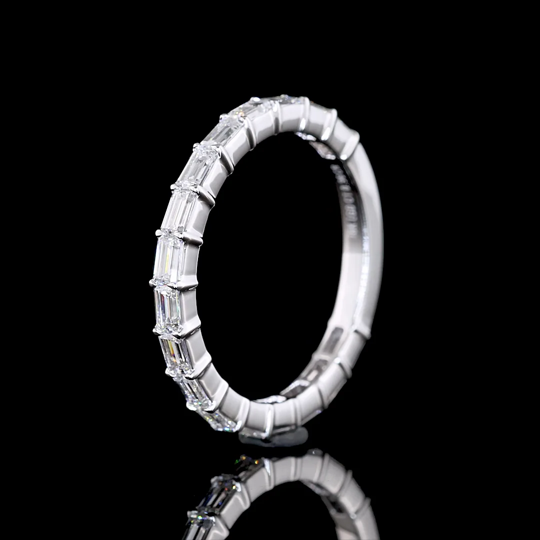 0.93 Cts 18k White Gold Baguette Shape 3/4 Band Eternity Band - Image 4
