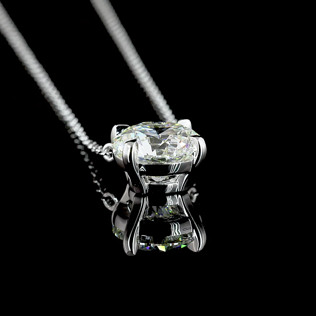 2.02 Cts 14k White Gold Round Shape Solitaire Pendant - Image 2