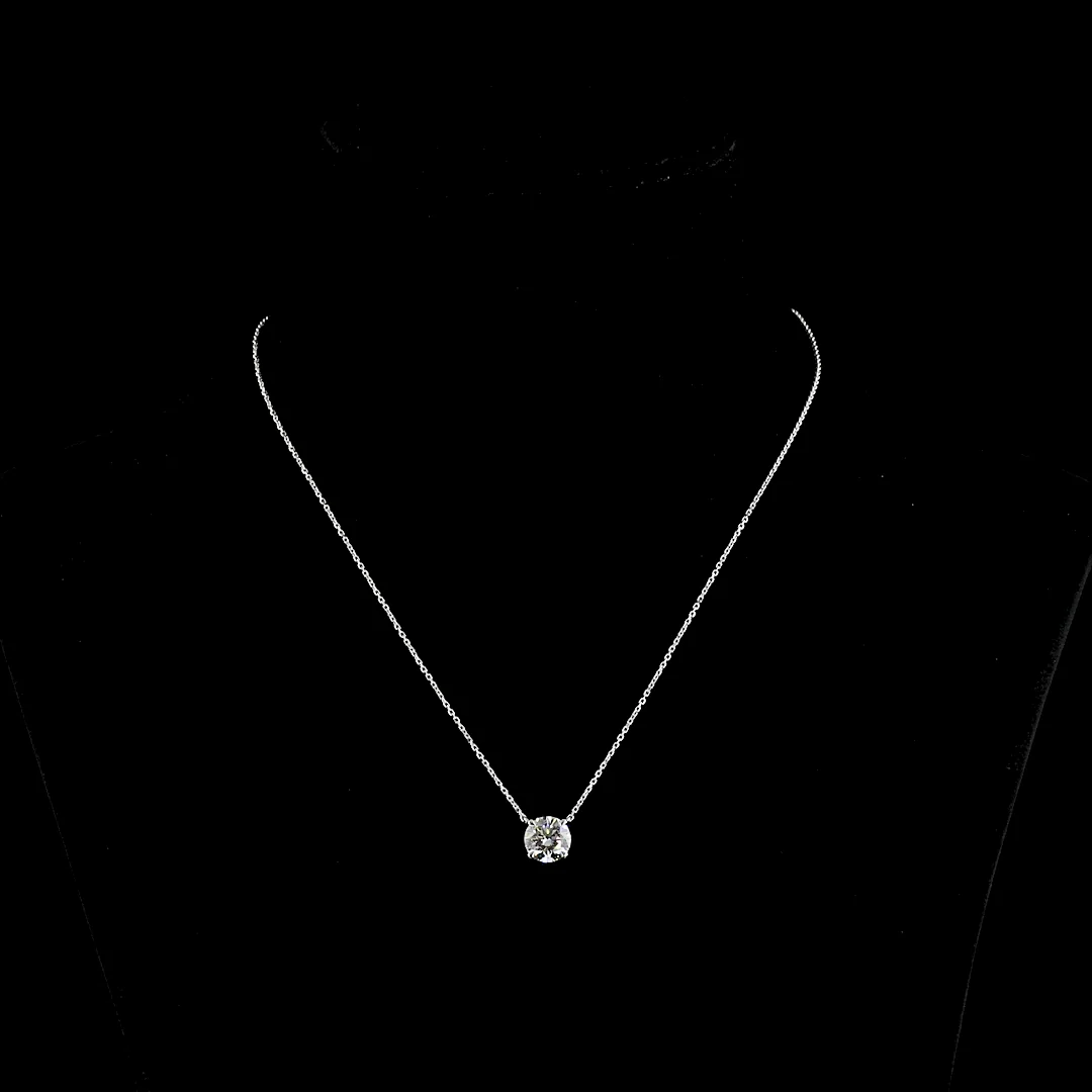 2.02 Cts 14k White Gold Round Shape Solitaire Pendant - Video