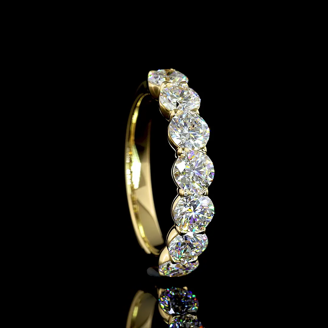2.12 Cts 14k Yellow Gold Round Shape 7 Stones Eternity Band - Image 2